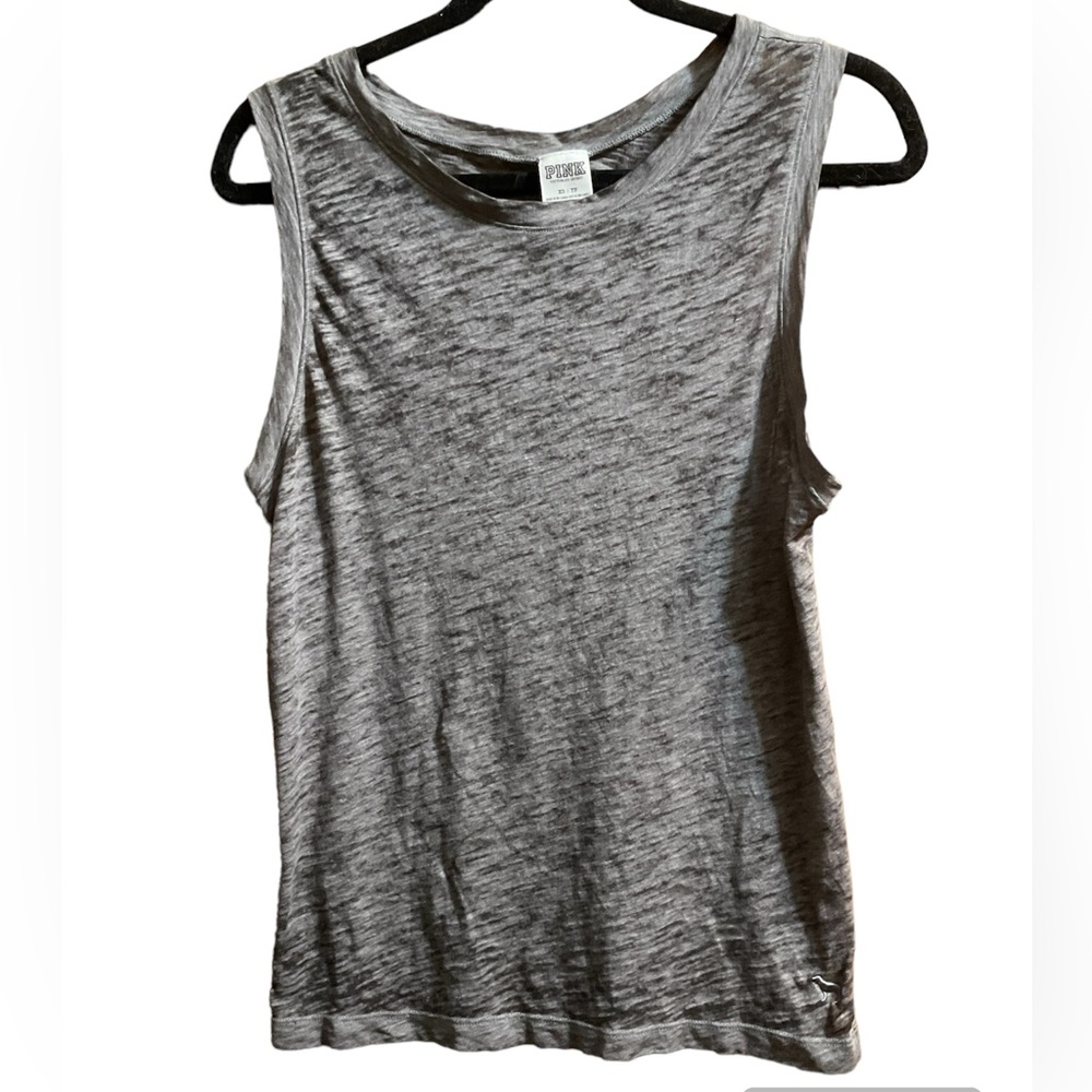 Women’s Pink Victoria Secret Heather Grey Tank Top Cotton Polyester Lightweight